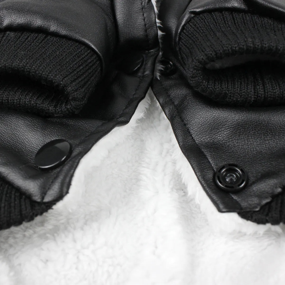 British-style leather dog coat with fur collar in black or wine red for autumn winter wear