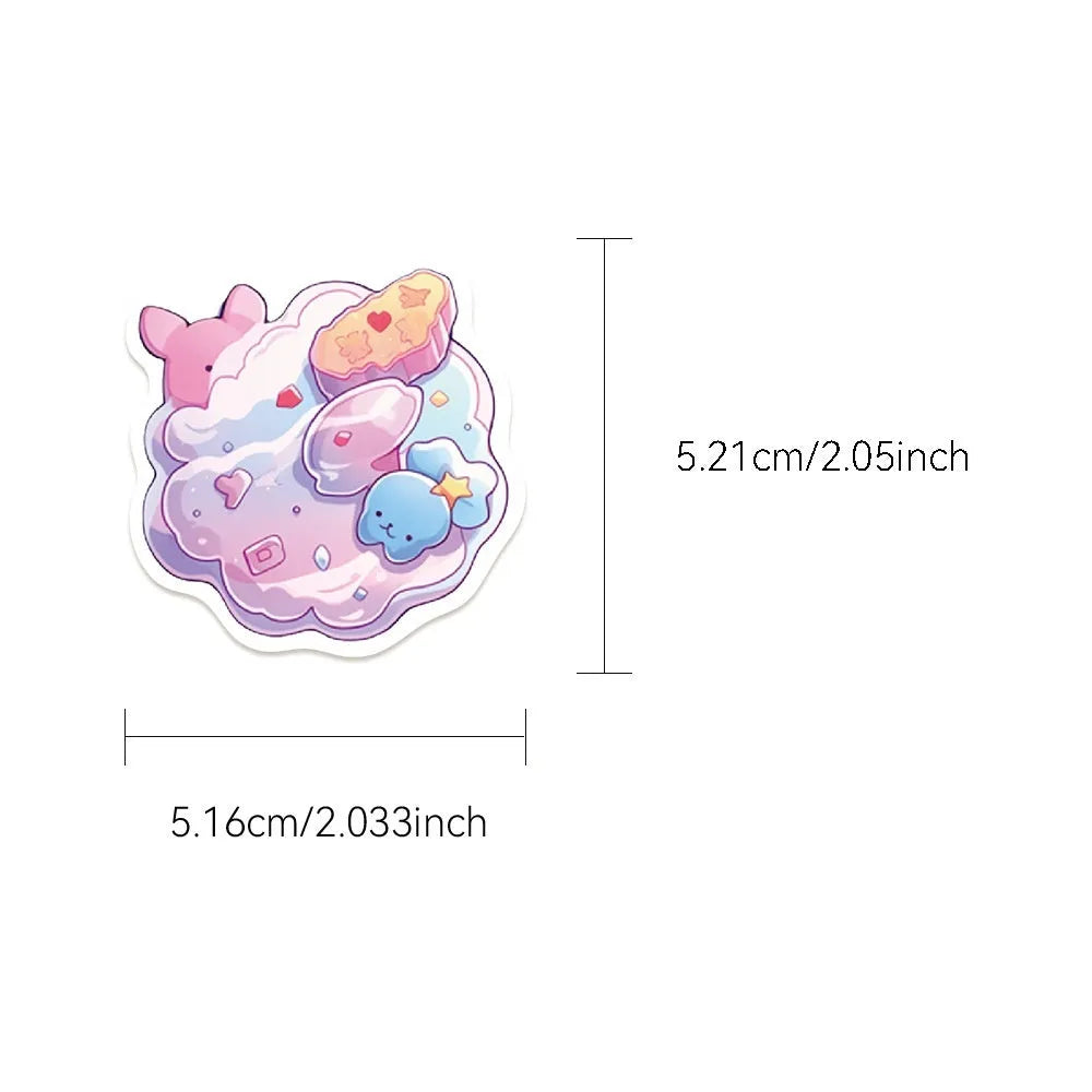Pack of 50 fresh candy small object decorative waterproof stickers, sizes 4-7cm.