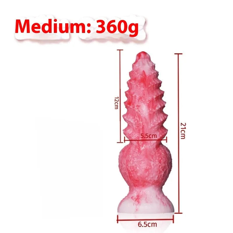 Pink platinum silicone shaped penis masturbation device for women, showing Berserker S and M size options.