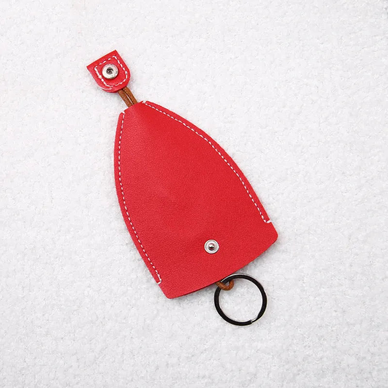 Colourful cartoon PU leather pull-out key case for car keys, shown open and closed