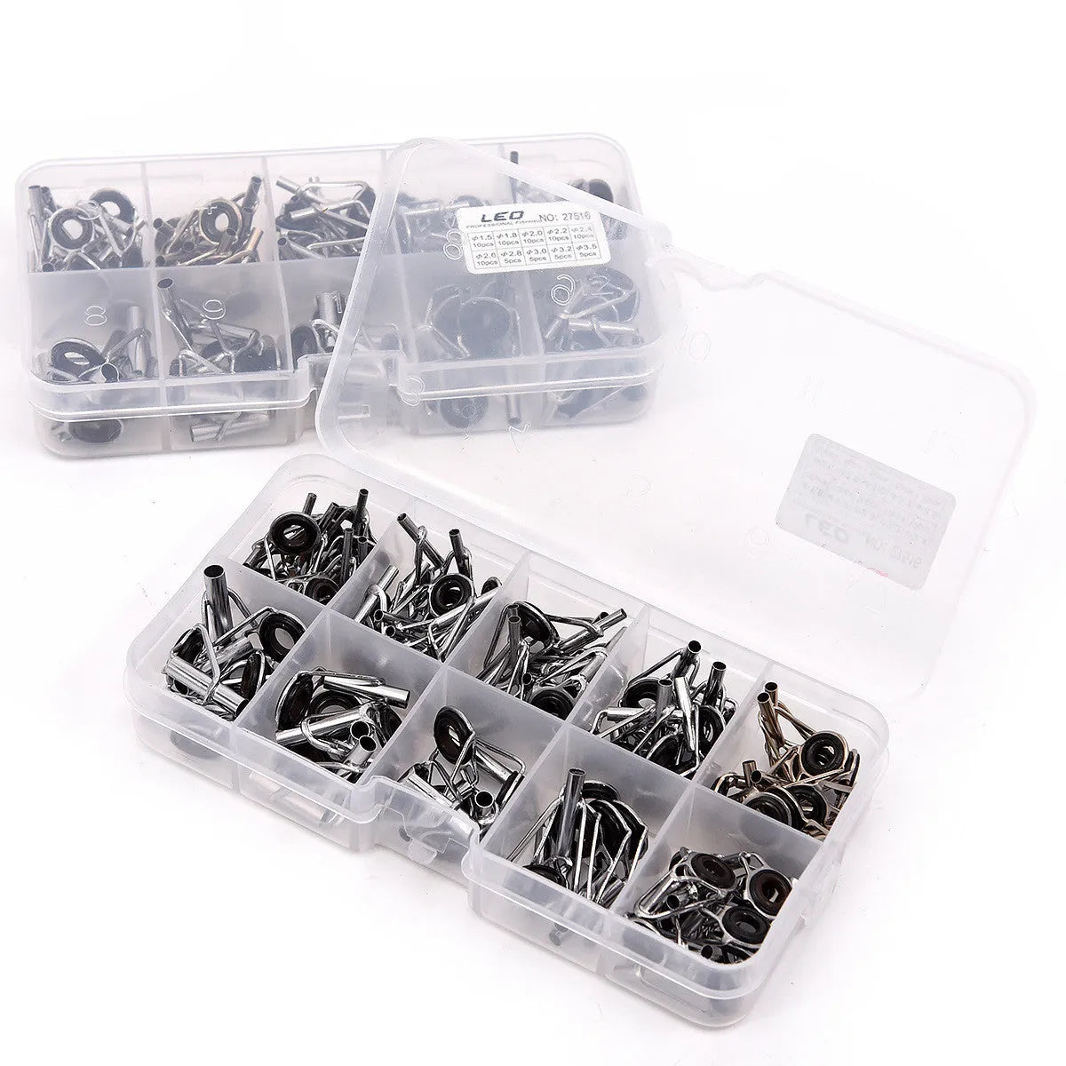 Boxed sea fishing rod guide ring set 80pcs alloy slightly guide rings in grid storage case
