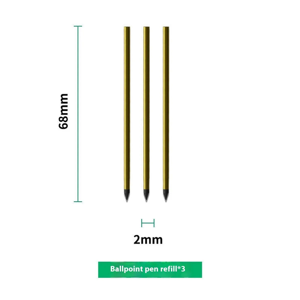 Pack of three six-hole punched loose-leaf paper refills with assorted metal-core pen refills for spiral notebooks.