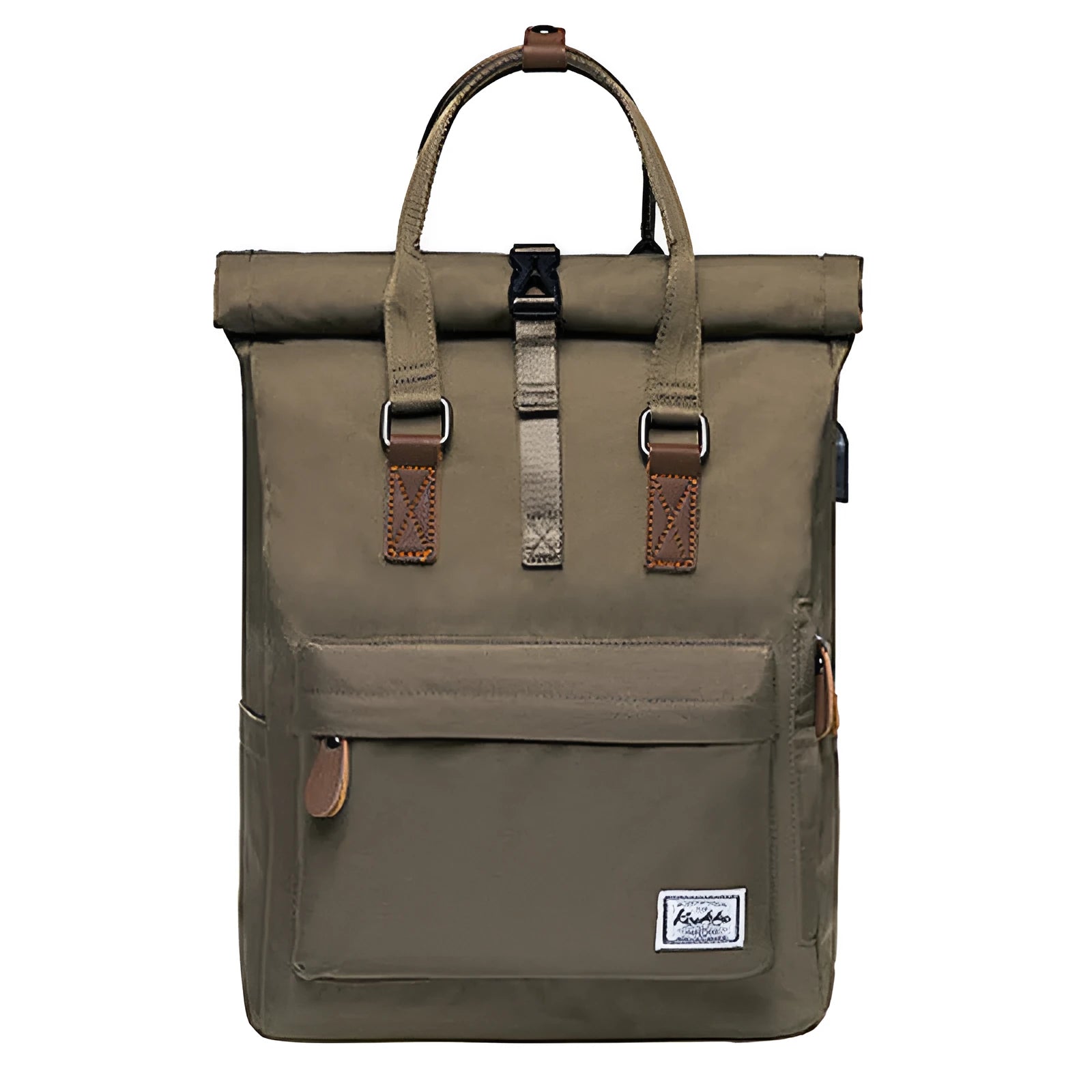 Black casual polyester backpack with cover opening, showing laptop pocket and under 20-litre capacity.