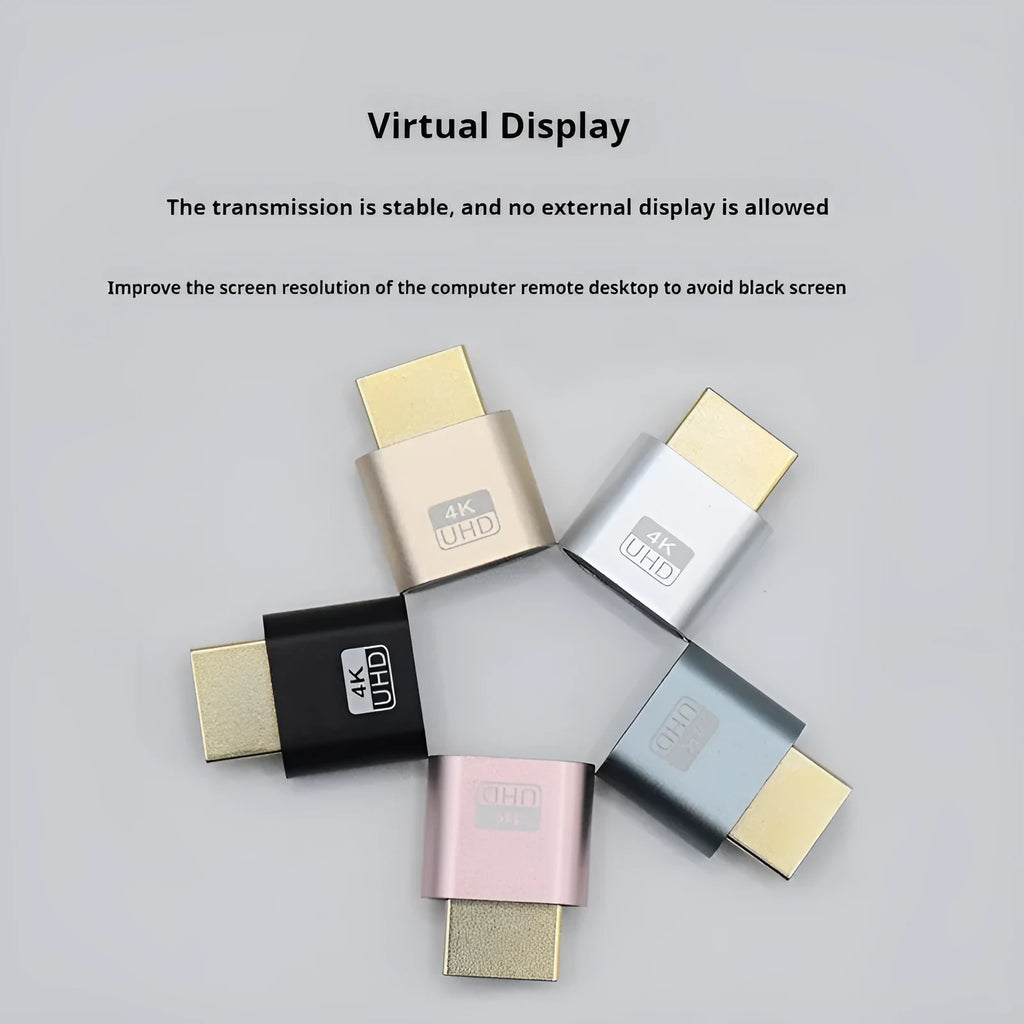 Compact 26.5mm HDMI virtual display dummy plug in a metallic finish for graphics card signal simulation.