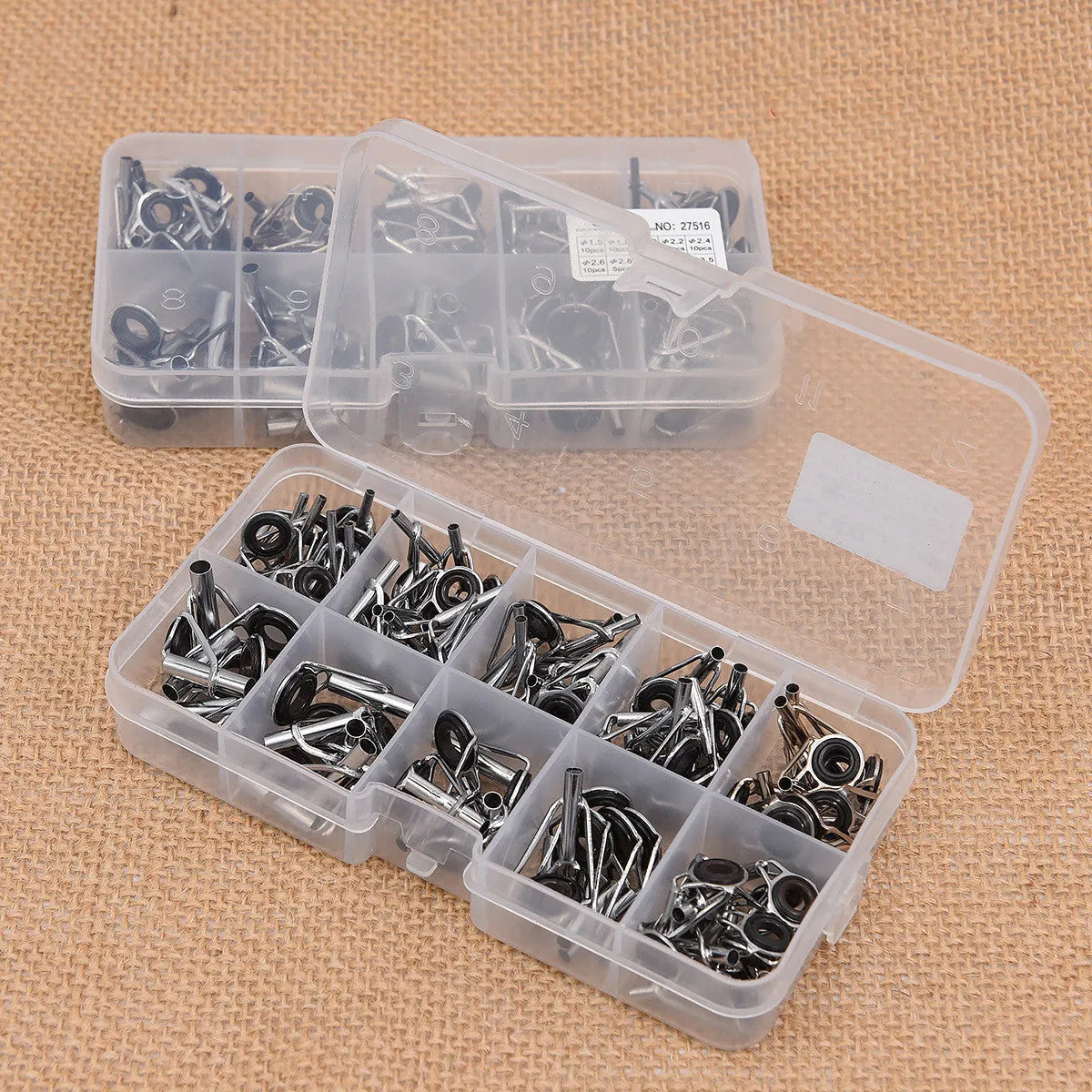 Boxed sea fishing rod guide ring set 80pcs alloy slightly guide rings in grid storage case