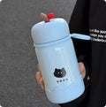 Children's cartoon thermal mug with 316 stainless steel liner, 300ml, silicone base pad, rope handle in yellow