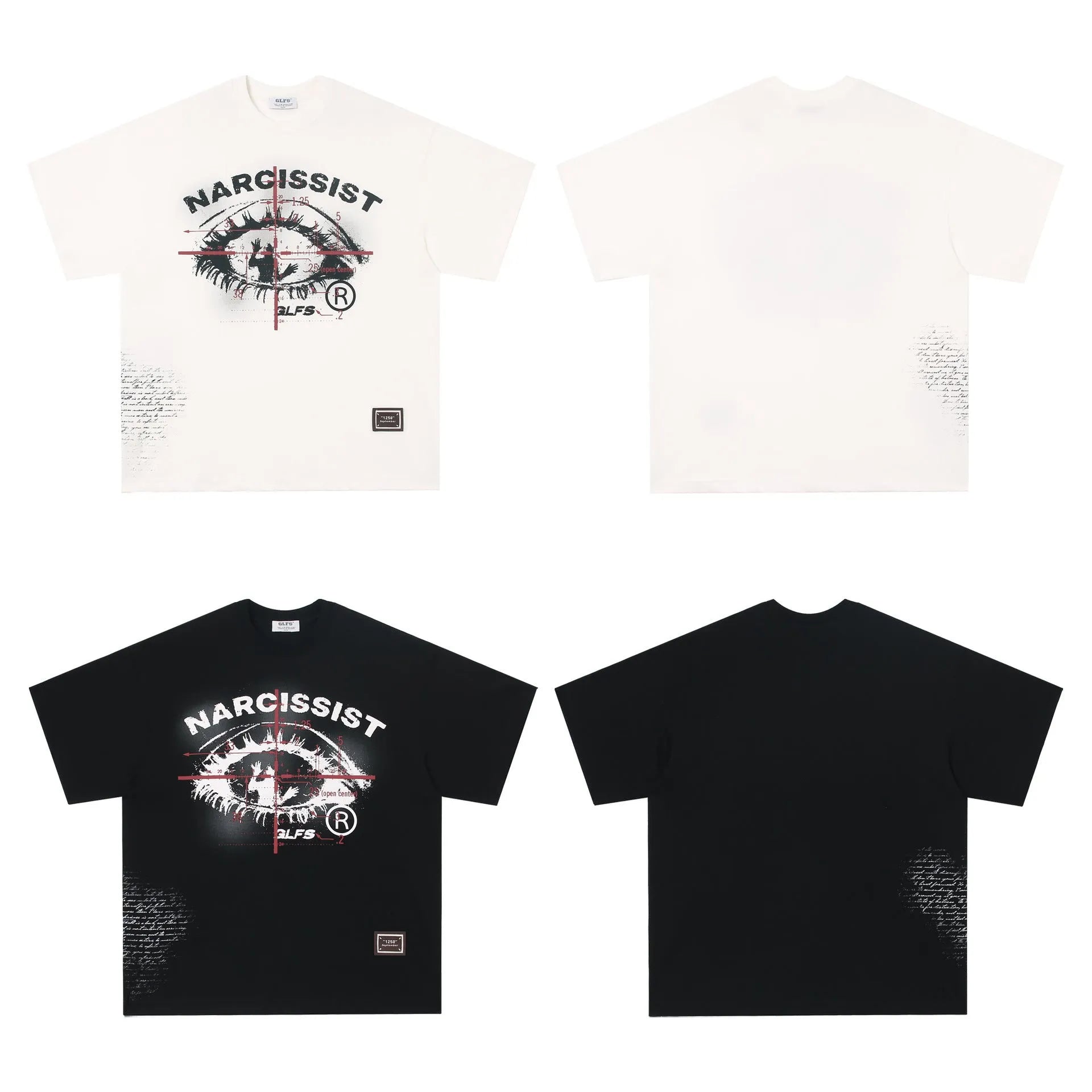 American retro hip hop gothic T-shirt with printed letters in pure cotton