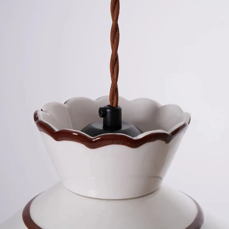 Single-head brass ceramic droplight with warm LED light, 33cm shade, adjustable height 0.5m