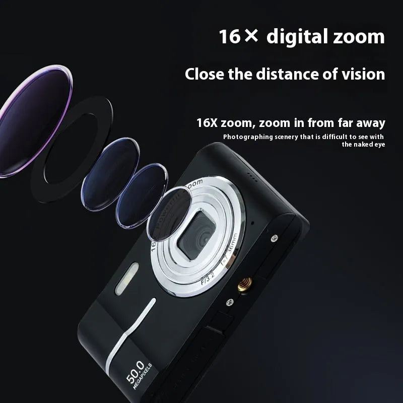HD 4K pixel digital compact camera in black green pink or white colours with mini 90.3mm size
