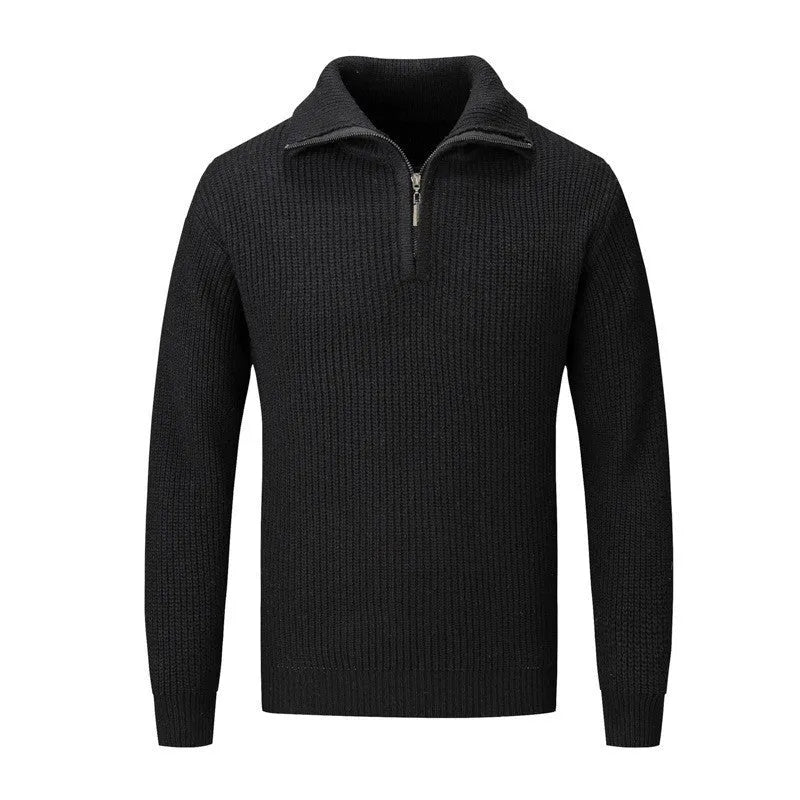 Men's loose fit solid colour pullover sweater for autumn and winter casual wear