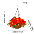 Red artificial Christmas flower hanging basket wall decoration with pre-assembled floral arrangement