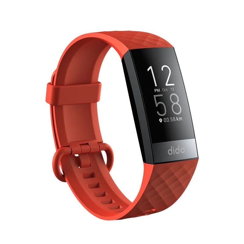 Y6 Black smart health bracelet with 1.1-inch display on a wrist, showing blood pressure and ECG readings.