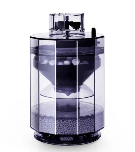 Grey automatic air-driven fish tank fecal filter with non-woven fabric for cleaning waste