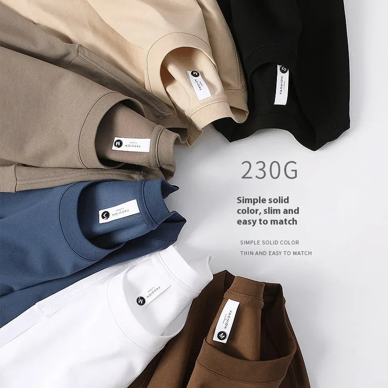 Heavy 230g cotton blend drop shoulder T-shirt in loose fit, shown in a solid colour.