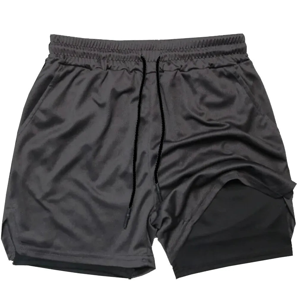 Men's camouflage double-layer sports shorts in cotton blend fabric with milk silk lining