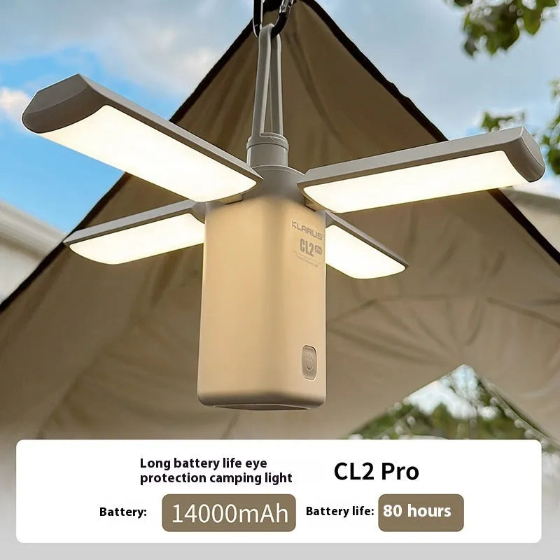 Outdoor campsite LED lamp with rechargeable battery in green and white colour options