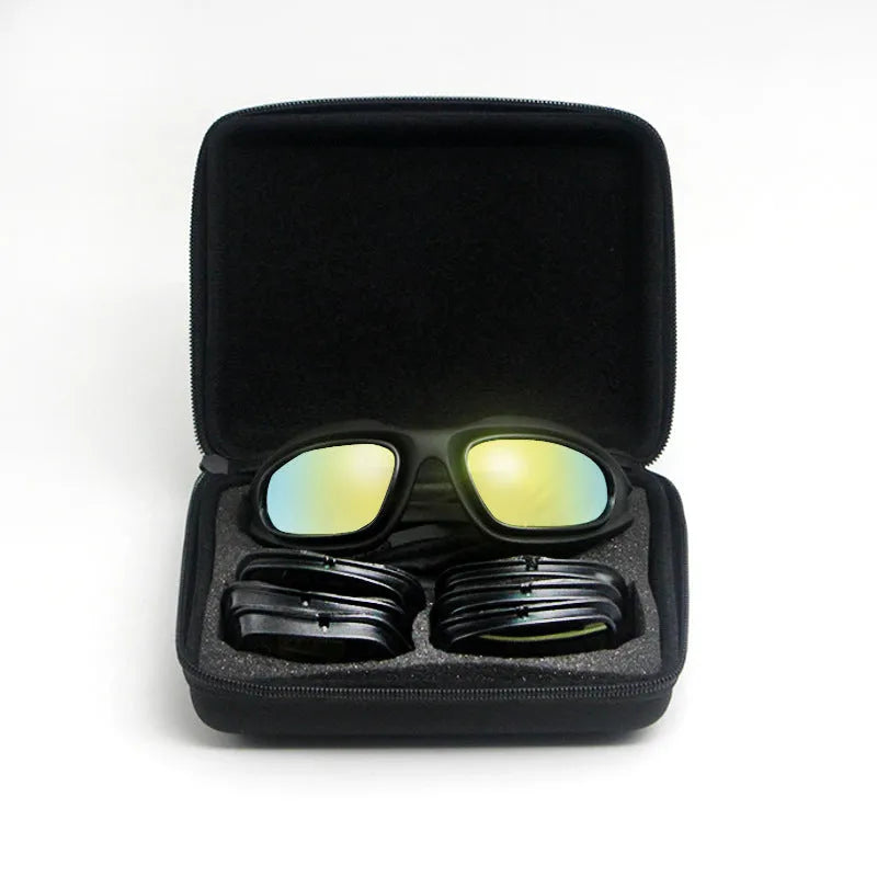 Tactical polarized sunglasses for cycling with full rim sports frame and dustproof protection