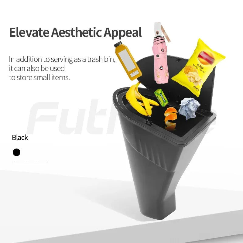 Two matte black ABS plastic storage boxes designed for Tesla Model Y front door pockets