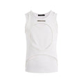 Men's black sleeveless cotton waistcoat with a round neck and loose fit, laid flat on a white background.