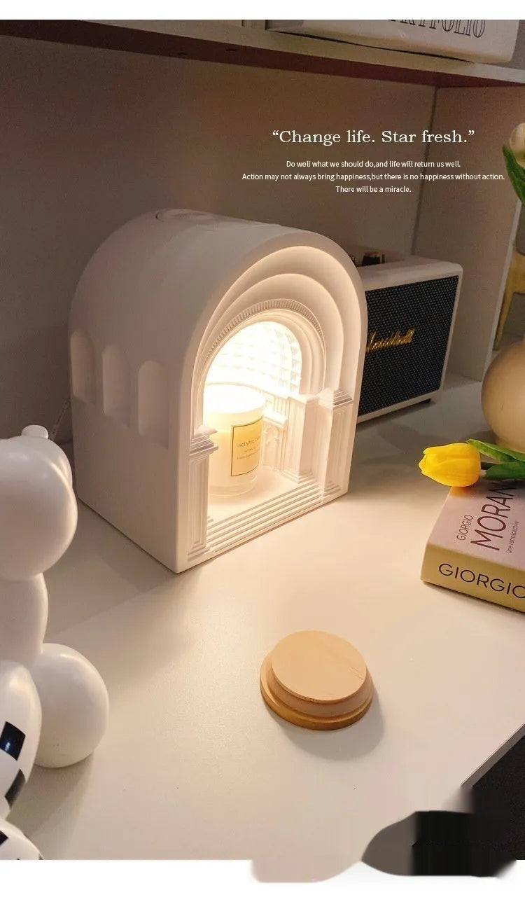 Nordic style retro gypsum bedside lamp with timing dimmer and aromatherapy candles