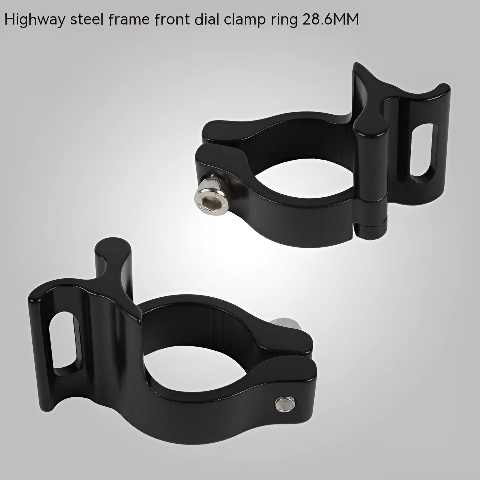 Black aluminium alloy vehicle clamp ring with 28.6mm diameter for bracket mounting