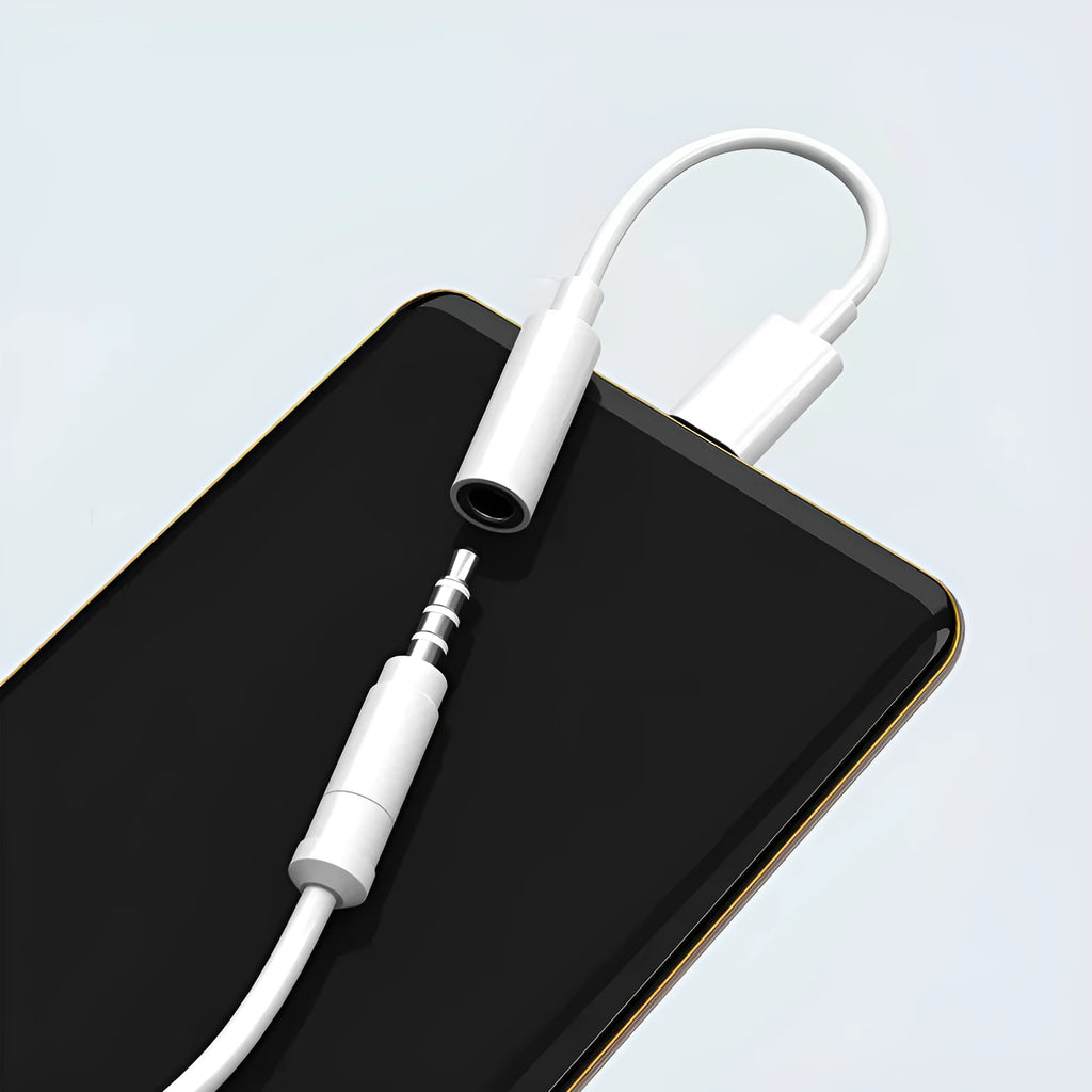 White Type-C digital audio adapter cable for connecting audio to smartphones