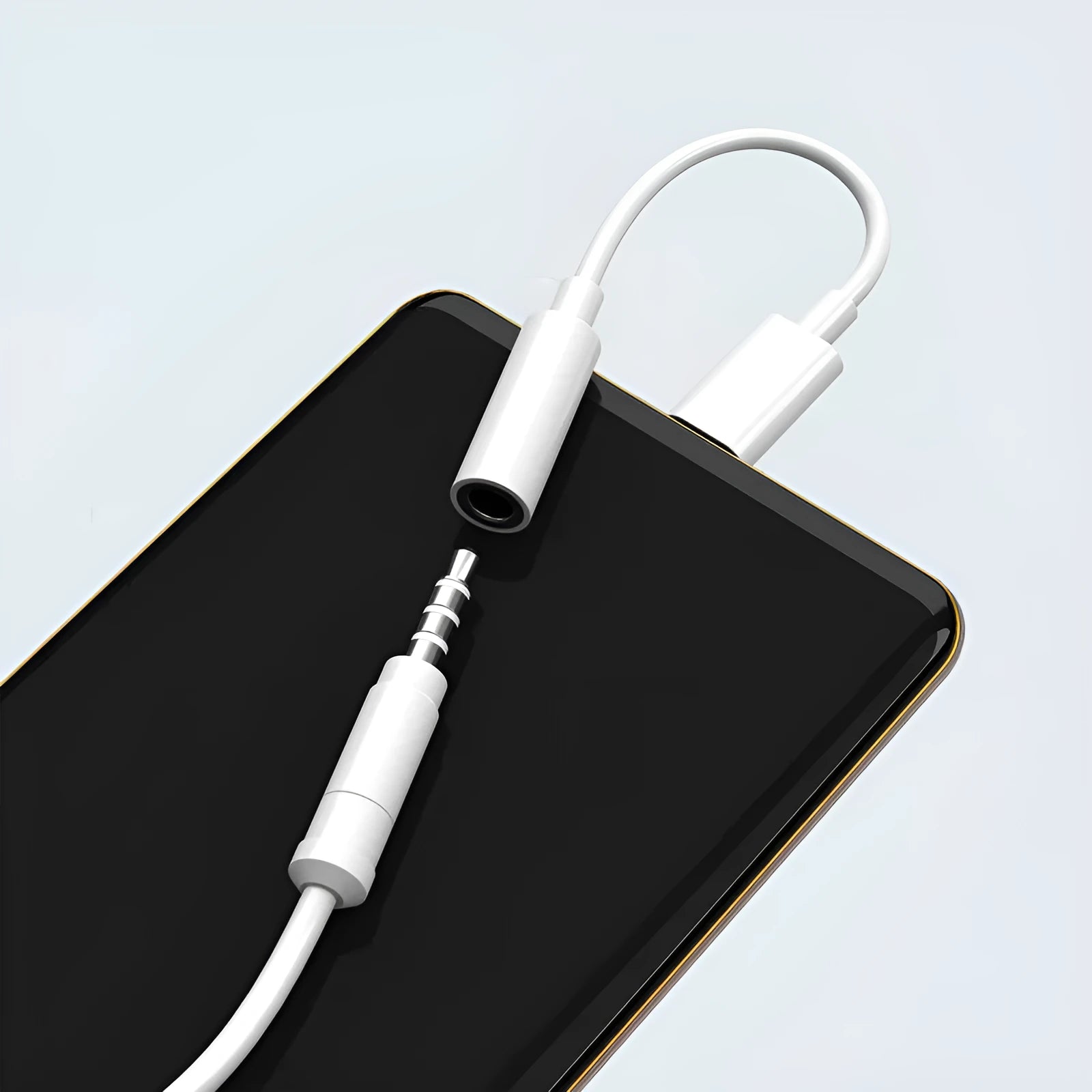 White Type-C digital audio adapter cable for connecting audio to smartphones