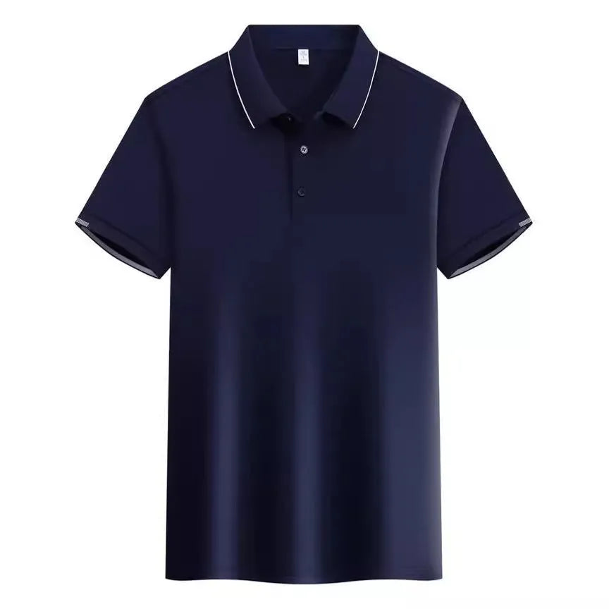 Men's loose fit cotton blend polo shirt with a two-tone collar detail in a selection of colours.
