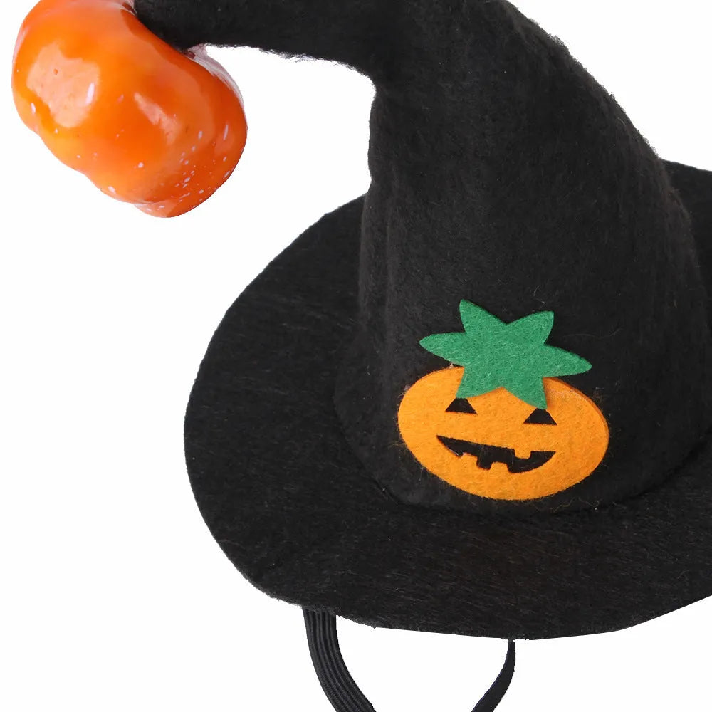 Cloth pumpkin Halloween hat for cats with embossed seasonal designs