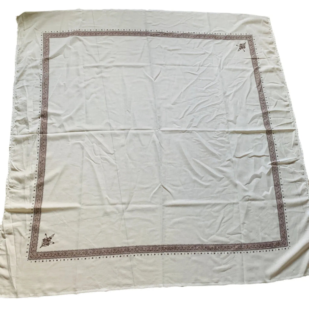 Printed polyester square scarf showing 138x138cm dimensions in assorted colours
