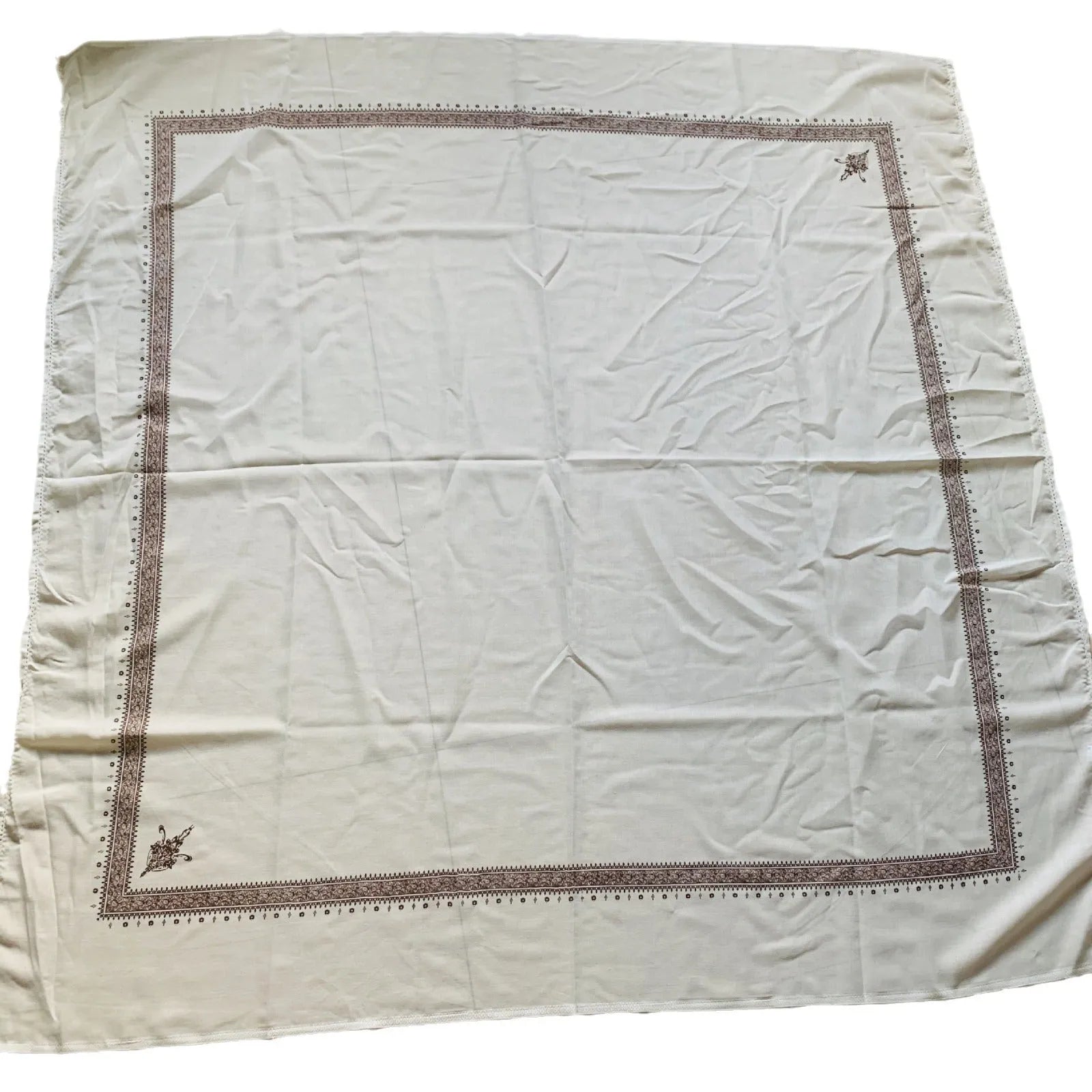 Printed polyester square scarf showing 138x138cm dimensions in assorted colours