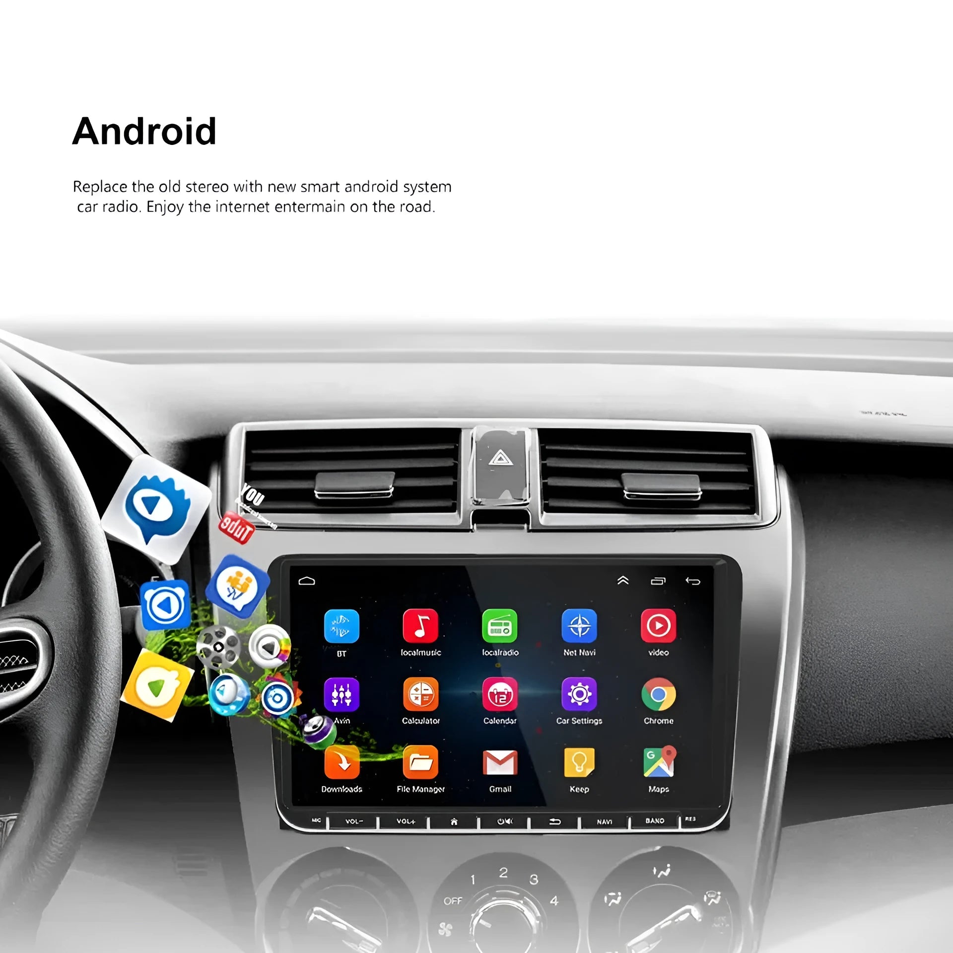 Volkswagen Golf 7 car stereo with 10.1-inch touchscreen showing navigation interface
