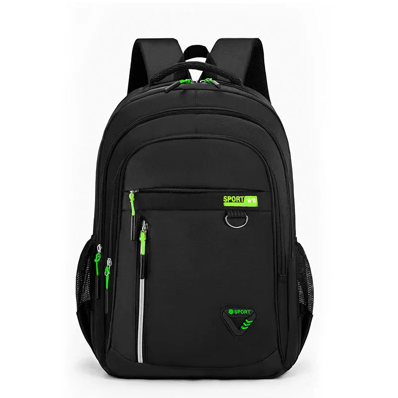 Men's expandable Oxford cloth business computer backpack with decorative stitching and plaid detail