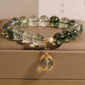 Green phantom quartz crystal bracelet with natural chorite crystals in Japanese Korean style