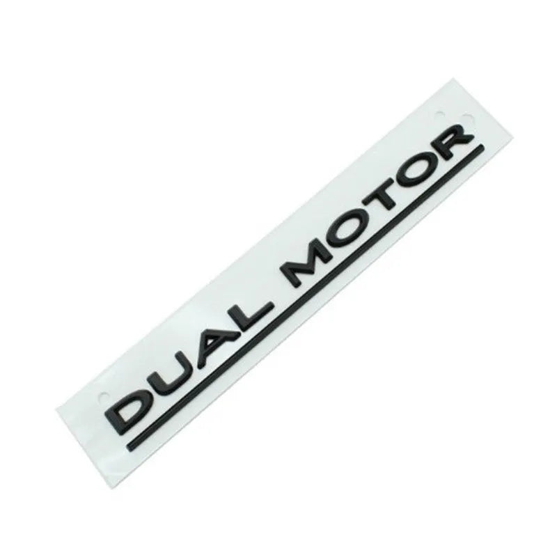 Tesla Model 3 double motor performance bumper sticker in ABS plastic, showing colour options.