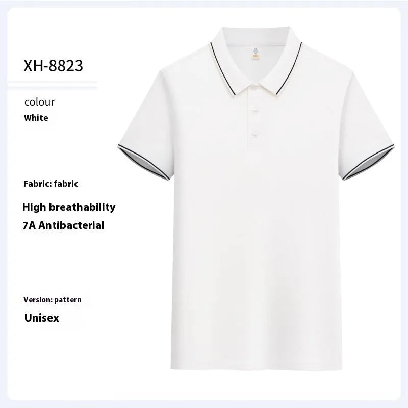 Antibacterial ice-sensitive lapel polo shirt in slim fit with short sleeves available in multiple colours
