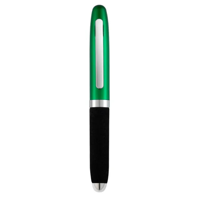 Silver EVA metal cap ballpoint pen with a 1.0mm tip on a notepad.