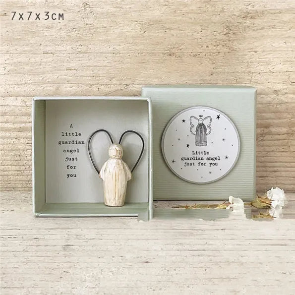 Boxed cartoon guardian angel resin ornament gift in modern simplicity style.