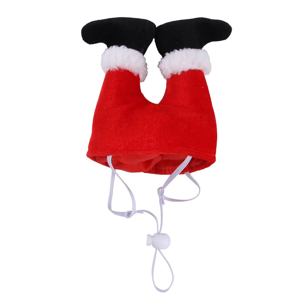 Red polyester Christmas hat for small dogs and cats, 20x17x5cm, one size, festive pet costume accessory
