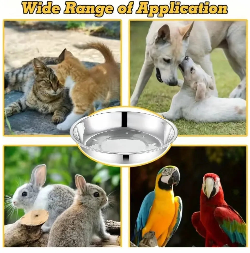 Stainless steel cat food bowl and pet plate in 14cm, 15cm, and 16cm sizes, thickened construction for stable feeding