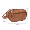 Men's solid colour Pu toiletry bag in black or brown for travel storage.