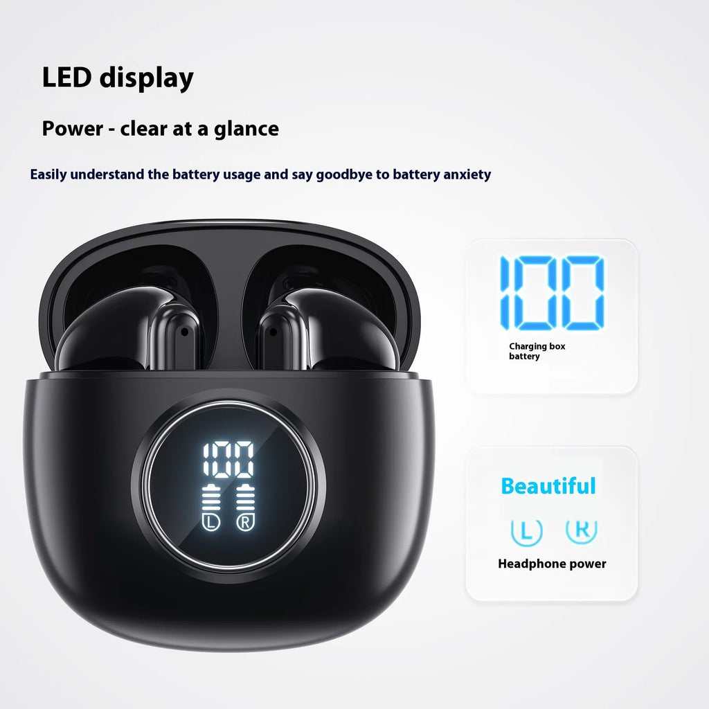 E40 TWS wireless Bluetooth headset with digital display charging case, e-sports in-ear design, black or white