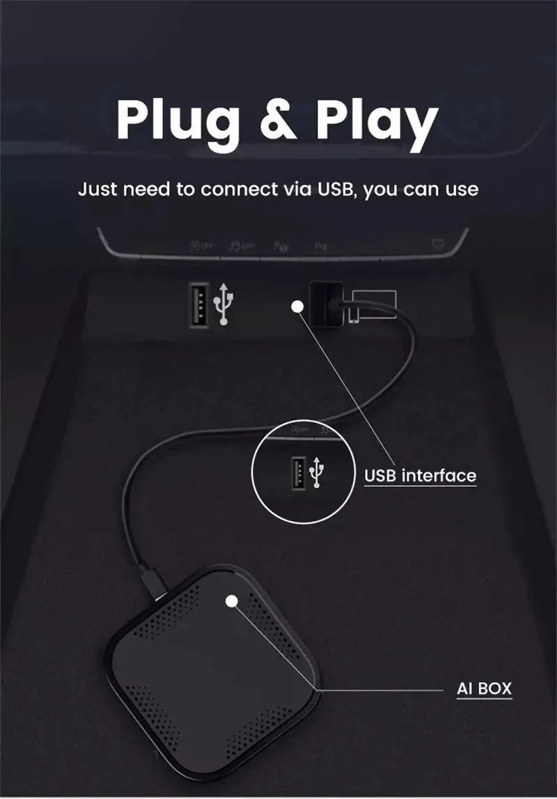 Original TBOX CarPlay interface box with black plastic housing and data cable