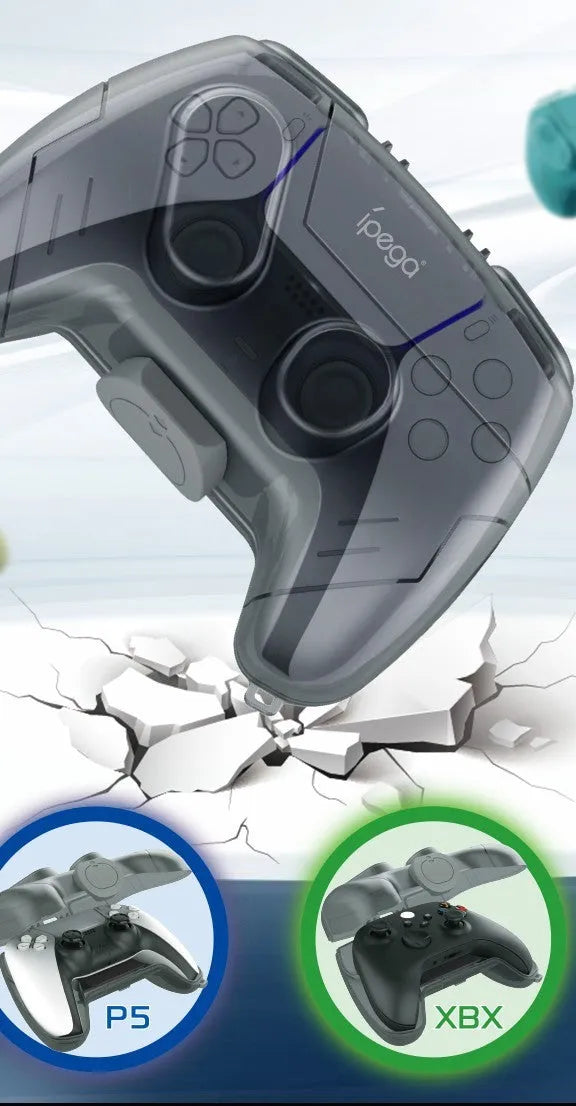 Hard plastic transparent grey game controller storage case for console accessories.