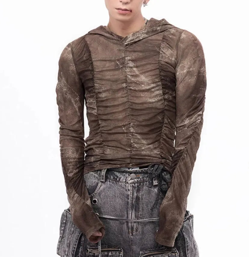 Boys' lightweight pleated shirt in ice silk polyester fabric, picture colour option, Asian sizing