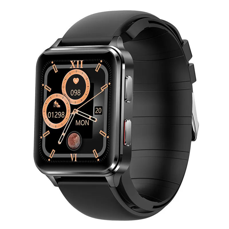 Multi-sport watch with tempered glass touchscreen showing health metrics on display