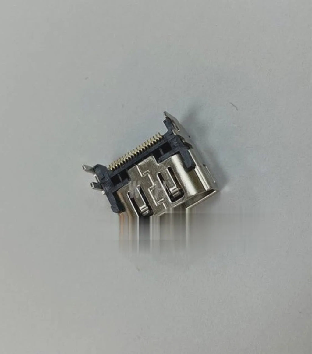 Silver metal HDMI host interface socket for device integration.