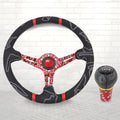 Matte leather graffiti 14-inch modified steering wheel black alloy universal fit
