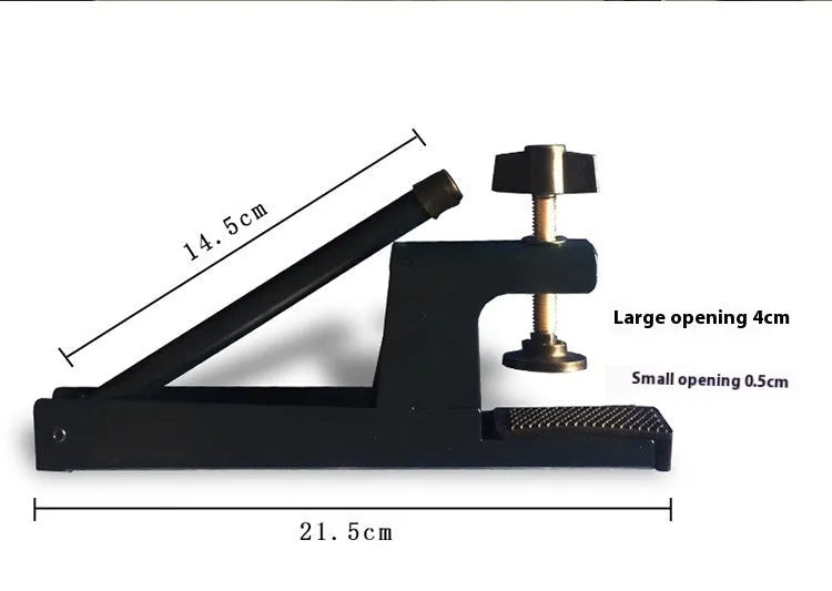 Table tennis post with thickened universal clamp and open grid steel frame on a table