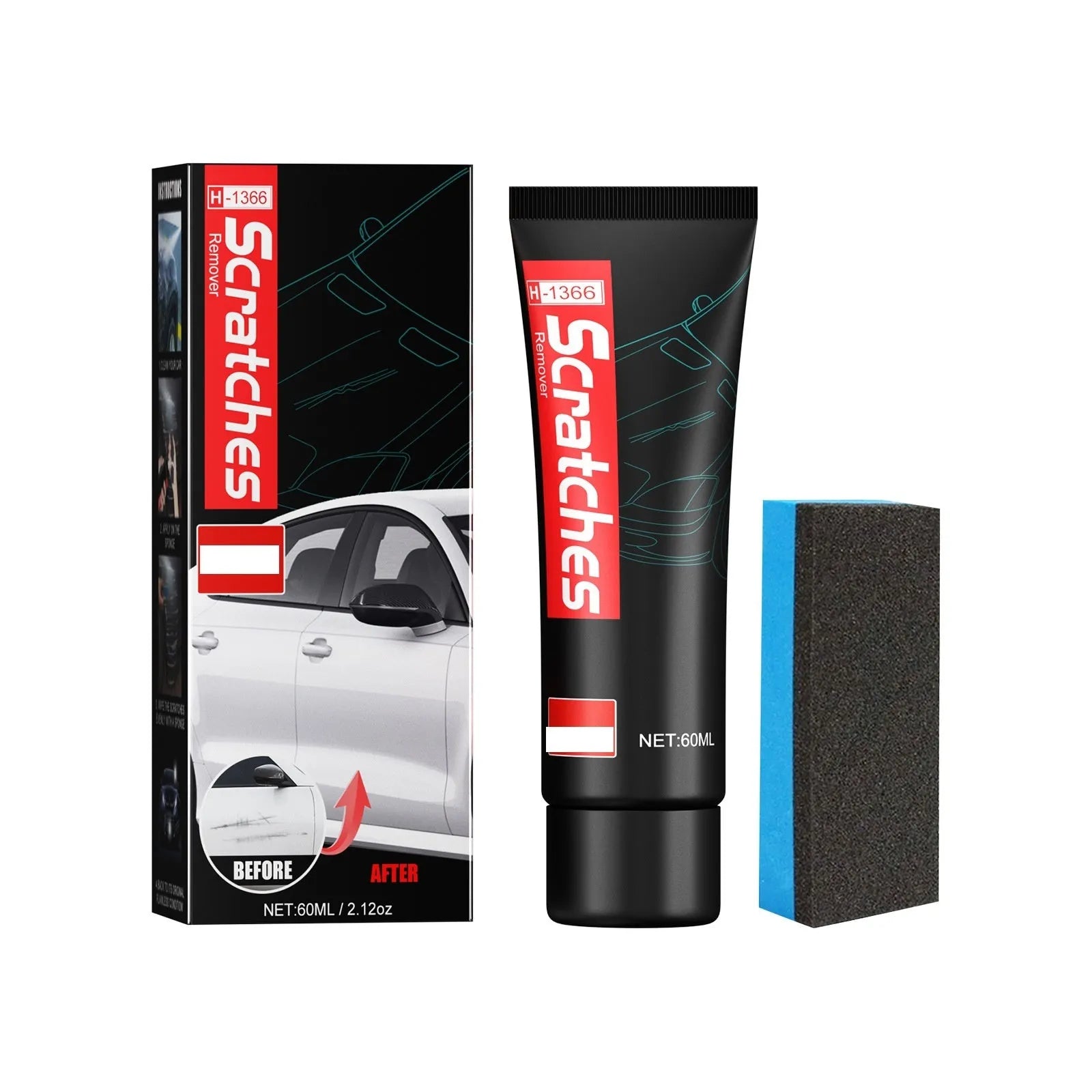 Automotive scratch repair cream in 60ml or 100ml container for paint cleaning and scratch removal